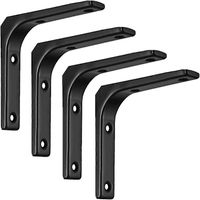 Set mit 4 verstärkten L-förmigen Wandregalhalterungen aus Stahl, schwarz, 100 x 100 mm. – AquaForge