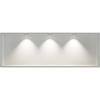 BERNSTEIN - Niche murale douche acier inox + 3 Spots LED, étagère douche encastrable - 30x90x10cm (HxLxP) - Blanc, 3x Spot noir mat