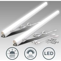 B.K.Licht lot de 2 réglettes LED pour cuisine et atelier, platine LED 15W, longueur 873 mm, 1500 Lm, lumière blanche neutre 4000K