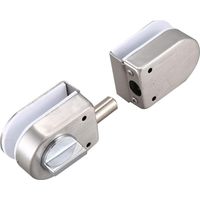 Serrure/verrou en acier inoxydable pour porte vitrée, classe 138A, sans perçage, pour porte vitrée double ou porte vitrée sans cadre.