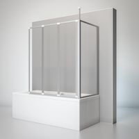 Schulte Duschwand mit Seitenwand, 3-teilig faltbar - Breite: 129 cm, Höhe: 140 cm, Glas: 3 mm Sicherheitsglas Klar Hell, Profil: Alu Natur, geeignet für Wannentiefe: 68-71 cm