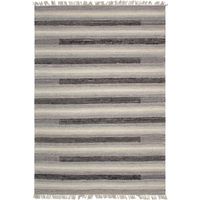 Tapis kilim fait main en PET 160x230 gris et noir rectangle motif géométrique