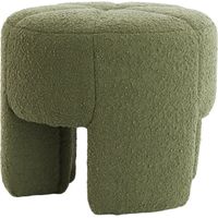 Pouf Batoemi en Bouclé Vert Foncé – Ø51x45 cm
