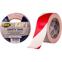 Warn- und Sicherheitsband, weiß und rot klebend, 50mm x 33m