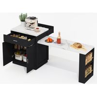 CAIziÎlot cuisine extensible 4-6 pers bicolore rangement tiroirs prise