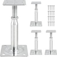 4pcs Supports de Poteau Réglables en Hauteur 150mm-200mm Support Poteau Bois Galvanisés Trou de Poteaux de Support Réglable Pied de Supports de Sol en Béton pour Clôture Carport Pergola Abri