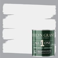 EVELYN GRANT All-IN-ONE Paint & Primer - Multi-Surface Paint For Interior Walls, Outdoor Garden & Exterior Walls, Wood Furniture - High Durability Multi-Feature - Light Grey Clouds - 0.5L - Matt