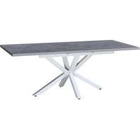 Tavolo allungabile con piano in mdf grigio e struttura in metallo bianco 90x160/200xH75 cm Gariè