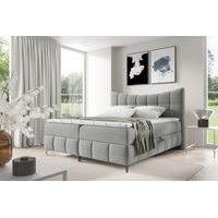 Boxspringbett Schlafzimmerbett CHARLES 140x200cm Stoff Freya Grau