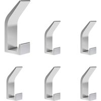 6 selbstklebende Haken, Doppelhandtuchhaken für Badezimmer, selbstklebende Wandhalterung für Küche, Bad, Büro, Kleiderschrank, Aluminium, Silber