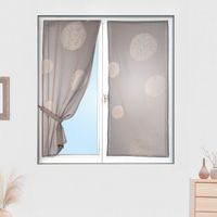 Homemaison – Paire de voilages taupe brodés ronds mêlés 45x130 cm – 100% polyester – Finition ourlet passe tringle – Lavable en machine à 30°