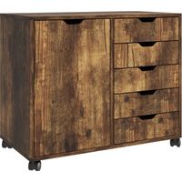 Chariot de bureau a roulettes avec 5 tiroirs et 2 etageres