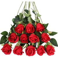 10 rose artificiali in seta per la decorazione della casa, rosse
