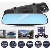 Telecamera da cruscotto DVR per specchietto retrovisore interno auto con doppia lente HD 1080P da 4,3 pollici.