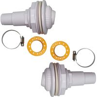 2 kits de jets de lavage à contre-courant - Complets avec raccords, assemblage de globe oculaire, colliers, rondelles et ruban fileté PTFE - Pour piscines FibroPool et piscines hors-sol