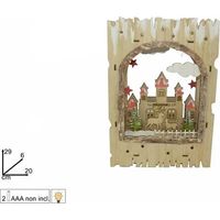 Scenario cornice in legno Due Esse paesaggio natalizio con luci alberi case e renne 29x20 cm decorazioni natalizie a batterie