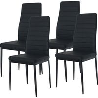 Hobag – Lot de 4 chaises de salle à manger – Noir – PU – Dimensions L48 x W40 x H99 – Hauteur d'assise 46,6 cm