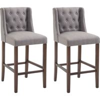 Lot de 2 Tabourets de bar Cassandra Tissu Gris clair Antique foncé