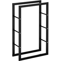 Porta Legna da Esterno e Interno in Tubi di Ferro con Portata 100kg, 60x25x100 cm