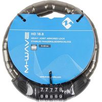 Lucchetto per bicicletta con cavo M-Wave, 18 x 800 mm, nero