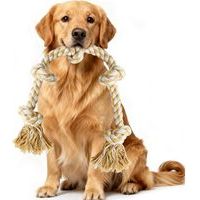 Vivifying Dog Rope Toy for Large Dogs, 90cm Dog Toys Indestructible with Strong knotted, Dog Chews Long Lasting Natural for Boredom,Tug of War&Teeth Cleaning (Beige&White)-Crezuo