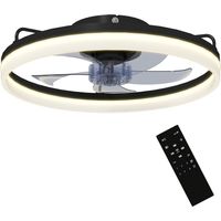 Ventilateur plafond LED 40W moteur DC réversible télécommande 6 vitesses 3 couleurs temporisateur noir