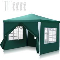 TolleTour Tenda da campeggio da esterno 3x3 m Verde con telo in PE anti-UV, pareti e tetto, montaggio semplice