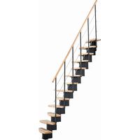 Scala dritta salvaspazio 12 gradini - Altezza raggiungibile 2.47 a 2.75m - Larghezza 65cm - Struttura nera e gradini in legno di faggio - QUATR65/I-NB-12