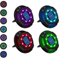 Lumière Solaire Extérieur 12 LED 7 Couleurs Lampe Solaire Jardin Spot Encastrable avec Grand Panneau Solaire Étanche IP65 Lampe Solaire au sol pour Chemin Terrace Pelouse Jardin (4PCS)