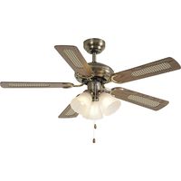 QAZQA Ventilateur de plafond en laiton avec impression bois et