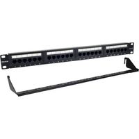 19" PHASAK PU 2424 - Cat. 6, Dual Block, 24 ports, 1U, avec de organisateur de câbles, grande vitesse et installation facile