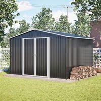 Abri de jardin métal 300 x 252 x 191 cm, cabane à outils verrouillable, noir
