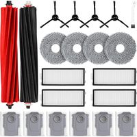 21 Stück Zubehör für Roborock Qrevo Master/Qrevo Slim Saugroboter, 2 Gummi Hauptbürste 6 Staubbeutel 4 HEPA Filter 4 Wischtücher 4 Seitenbürsten 1 Reinigungsbürste