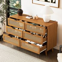 Kommode mit 6 Schubladen, Sideboard Schubladenschrank aus Holz, Schubladenkommode mit Metallgriffe, für Schlafzimmer, Wohnräume, Büro, Sideboard Highboard mit viel Stauraum, Maße: B120/H76.5/T40 cm