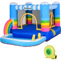Castello Gonfiabile per Bambini con Trampolino e Piscina, Pompa Elettrica Inclusa 280x170x155cm, Multicolore