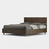 Cama de matrimonio en madera de nogal con cabecero de lamas rectas 160x190cm Demas D Noix