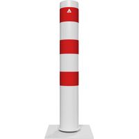 Schake Stahlrohrpoller ortsfest aus Stahlrohr verzinkt Ø273x5,0mm weiß mit rot reflektierenden Leuchtstreifen zum Einbetonieren 2000mm Gesamtlänge