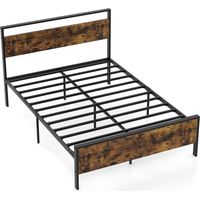 Cadre de lit industriel en metal pour matelas 200 x 140 cm tete de lit en bois