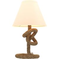 Lampe de table LED Max.40W Base métal Corde lin Pantalon tissu Marron Beige Ø28x45.5 cm