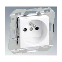 Simon 27448-75 2P Franco-Belgian socket quick connection with metal support and paint cover - White Series 27