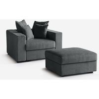 Fauteuil modulaire avec coussins pouf et accoudoirs amovibles Cortina L - Gris