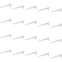 Emuca – Lot de 20 supports étagères en bois/verre – Longueur 200mm – Acier peint blanc – Charge max 40kg – Pour crémaillère à fente 50mm
