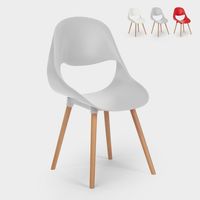 Chaise de cuisine et bar en bois au design moderne Shell - Gris