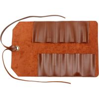 Ahlsen Tool Rouleau de sac en cuir Pochette 10 poches Multi-user Organizer Wrap pour Woodworking Clé Clé brun clair, poche à outils