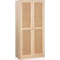 Armario de 2 puertas efecto caña y madera con espacio para colga