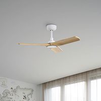 Faro Barcelona – Ventilateur de plafond blanc Ø90 cm – 3 pales en bois léger – Télécommande incluse – 6 vitesses – Pour pièces jusqu'à 13m2 – 33805