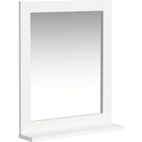 Sobuy – Miroir mural meuble salle de bain 1 étage plateau L40xP10xH49cm – Bois MDF laqué blanc – Capacité max 2kg – Installation murale facile – FRG129W