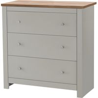 Emerald-Commode à 3 tiroirs en chêne aspect crème