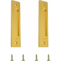 Poignée de porte coulissante rectangulaire, poignée de porte coulissante encastrée en aluminium avec vis de montage, adaptée aux portes coulissantes (Or brossé, 2 pièces)