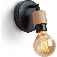 AMXCNOY Applique murale intérieure industrielle en bois vintage, lampe murale rotative 360°, spot mural rétro avec interrupteur intégré, culot E27, éclairage mural décoratif pour salon, chambre à couc